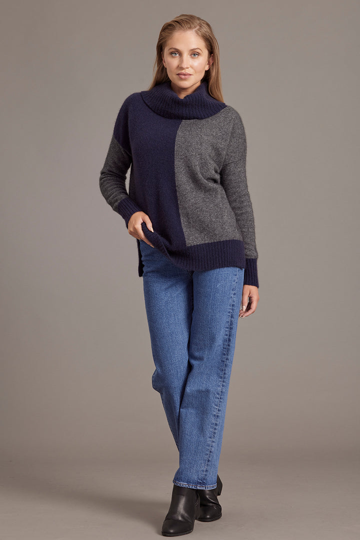 Two Tone Funnel Neck Jumper