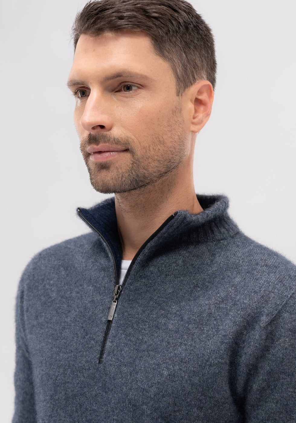 Contrast Half Zip Sweater