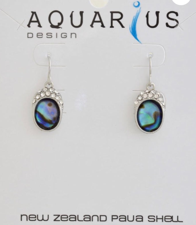 Paua Oval With Crystal Earrings