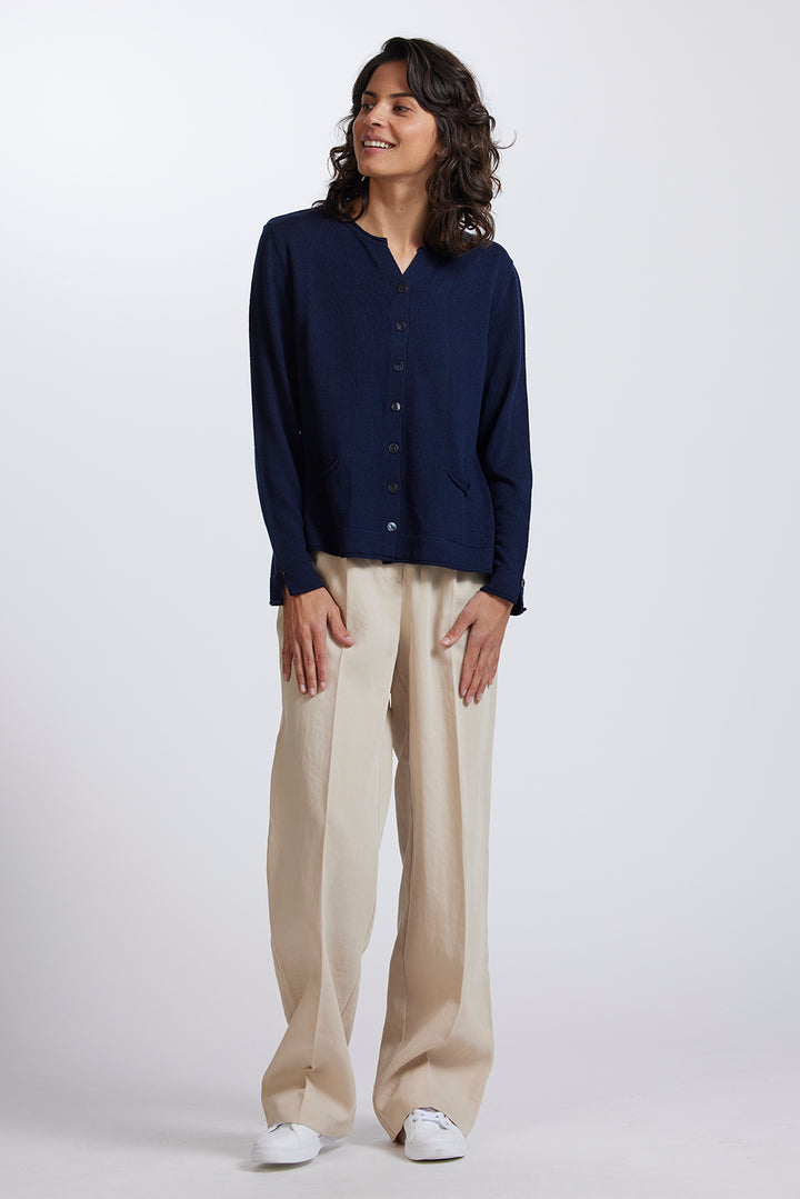 Shell Button Pocket Cardigan