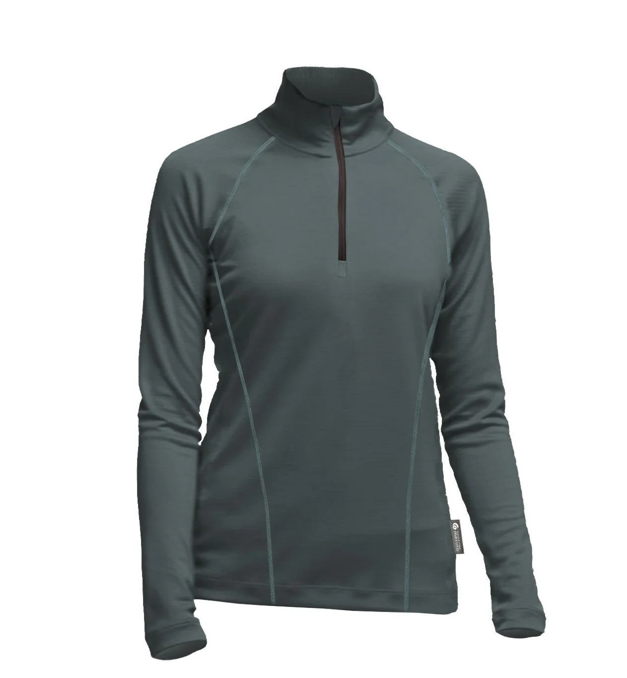 Merino Ladies Charcoal Light-weight Half Zip
