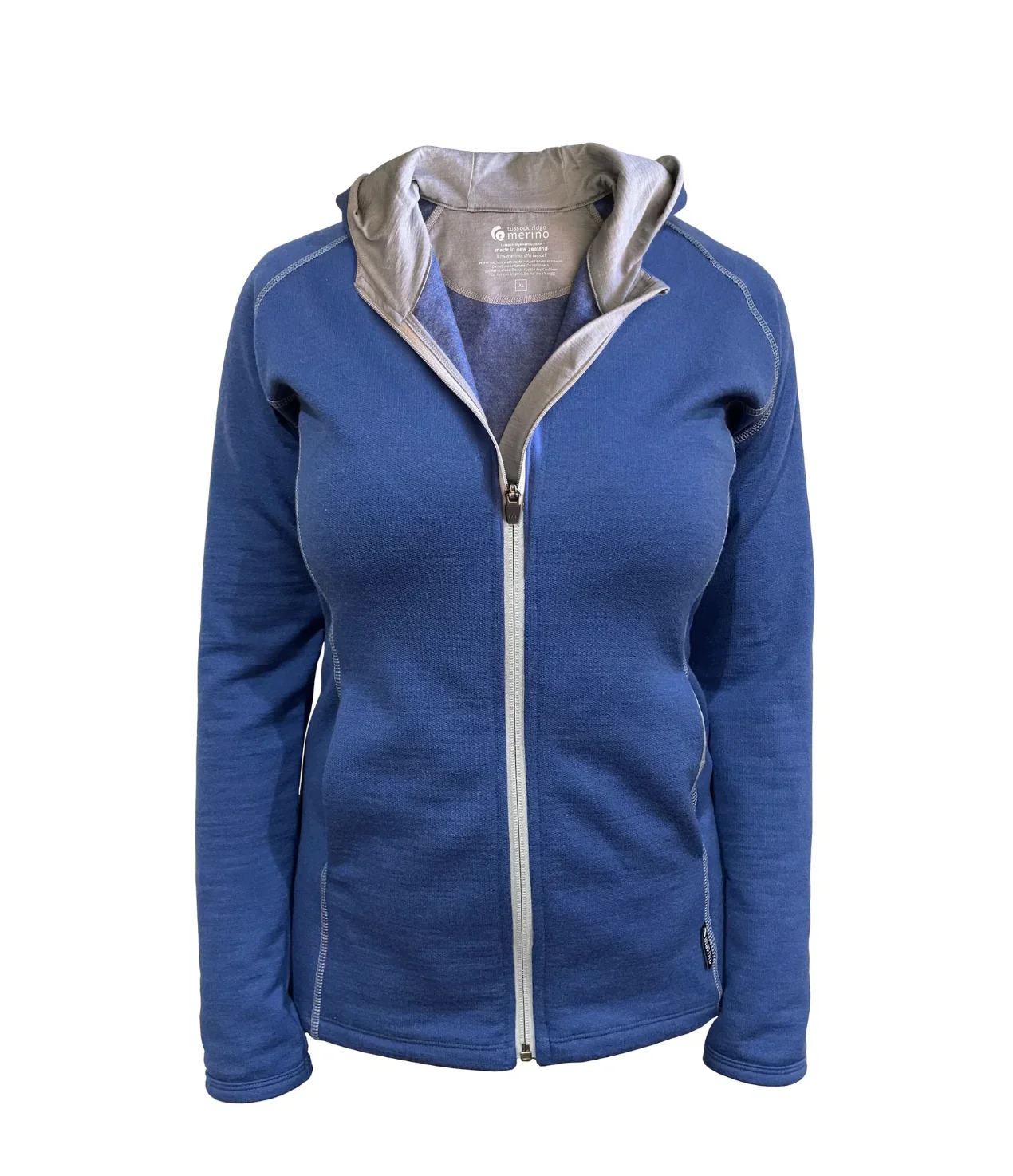 Ladies Merino/Tencel Full Zip Jacket with Hood.