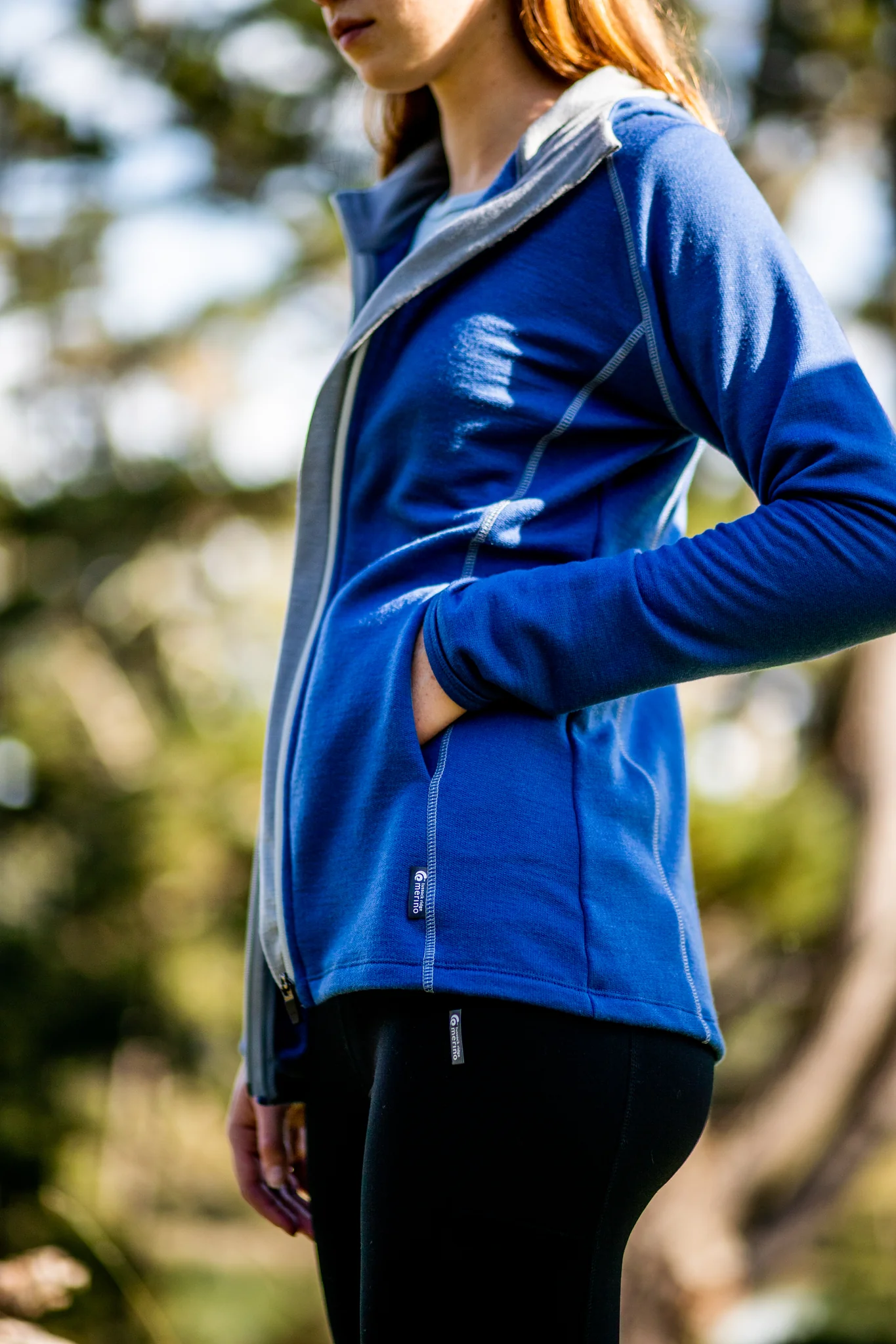 Ladies Merino/Tencel Full Zip Jacket with Hood.