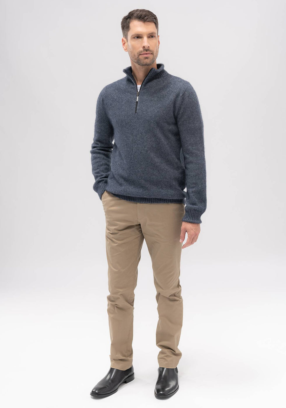 Contrast Half Zip Sweater