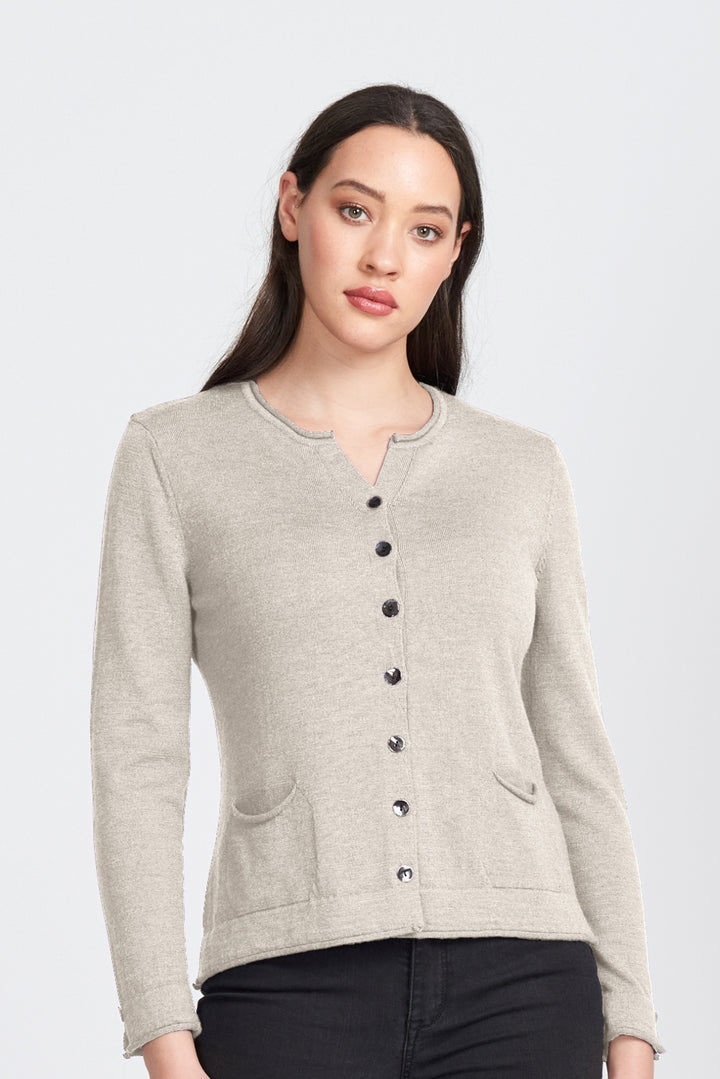 Shell Button Pocket Cardigan