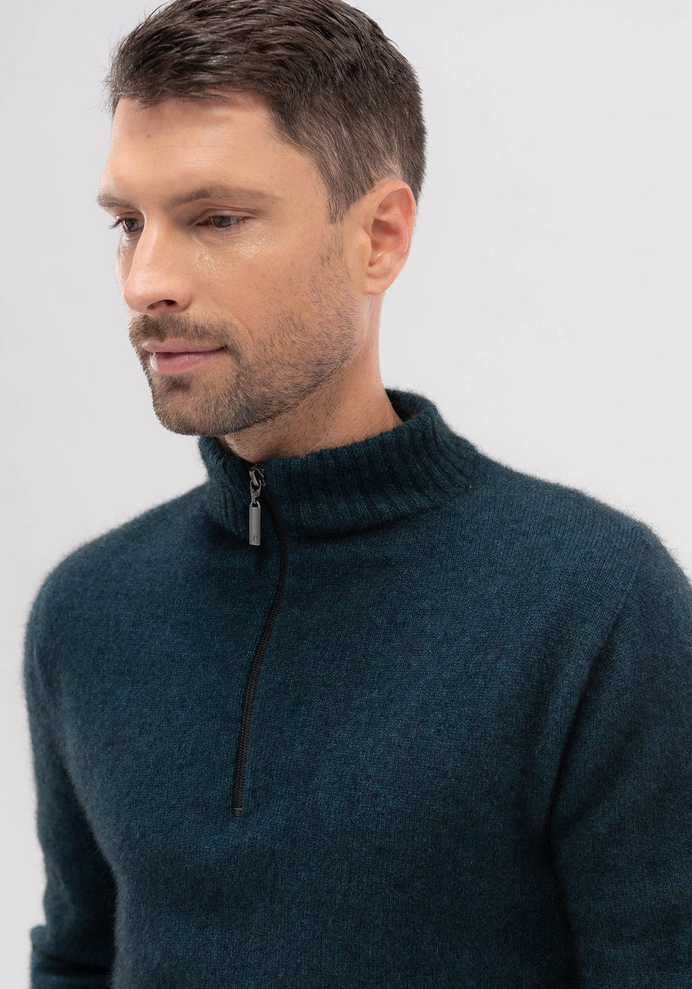 Contrast Half Zip Sweater