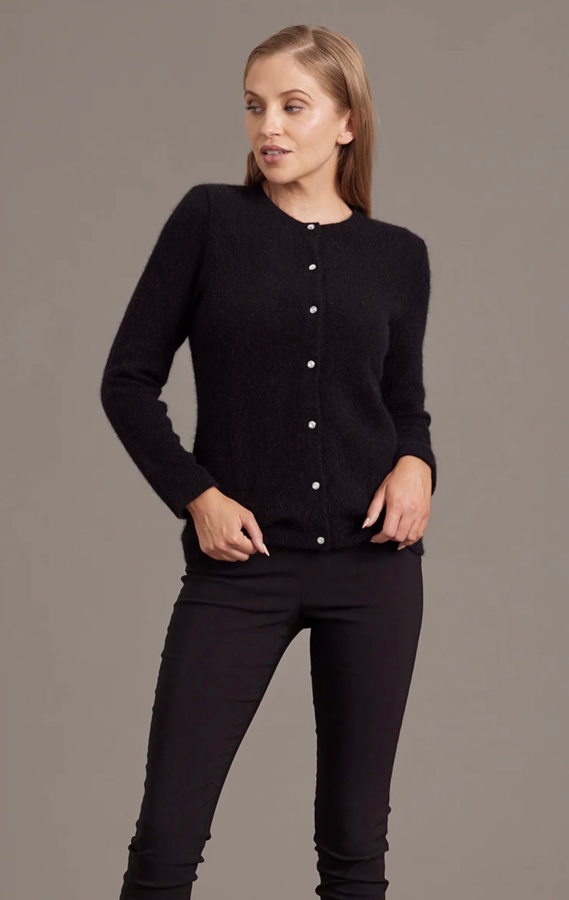 Cardigan With Crystal Buttons