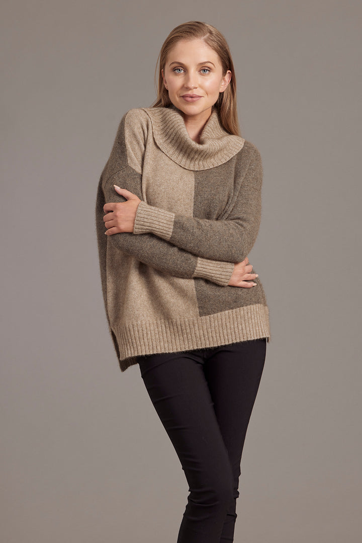 Two Tone Funnel Neck Jumper
