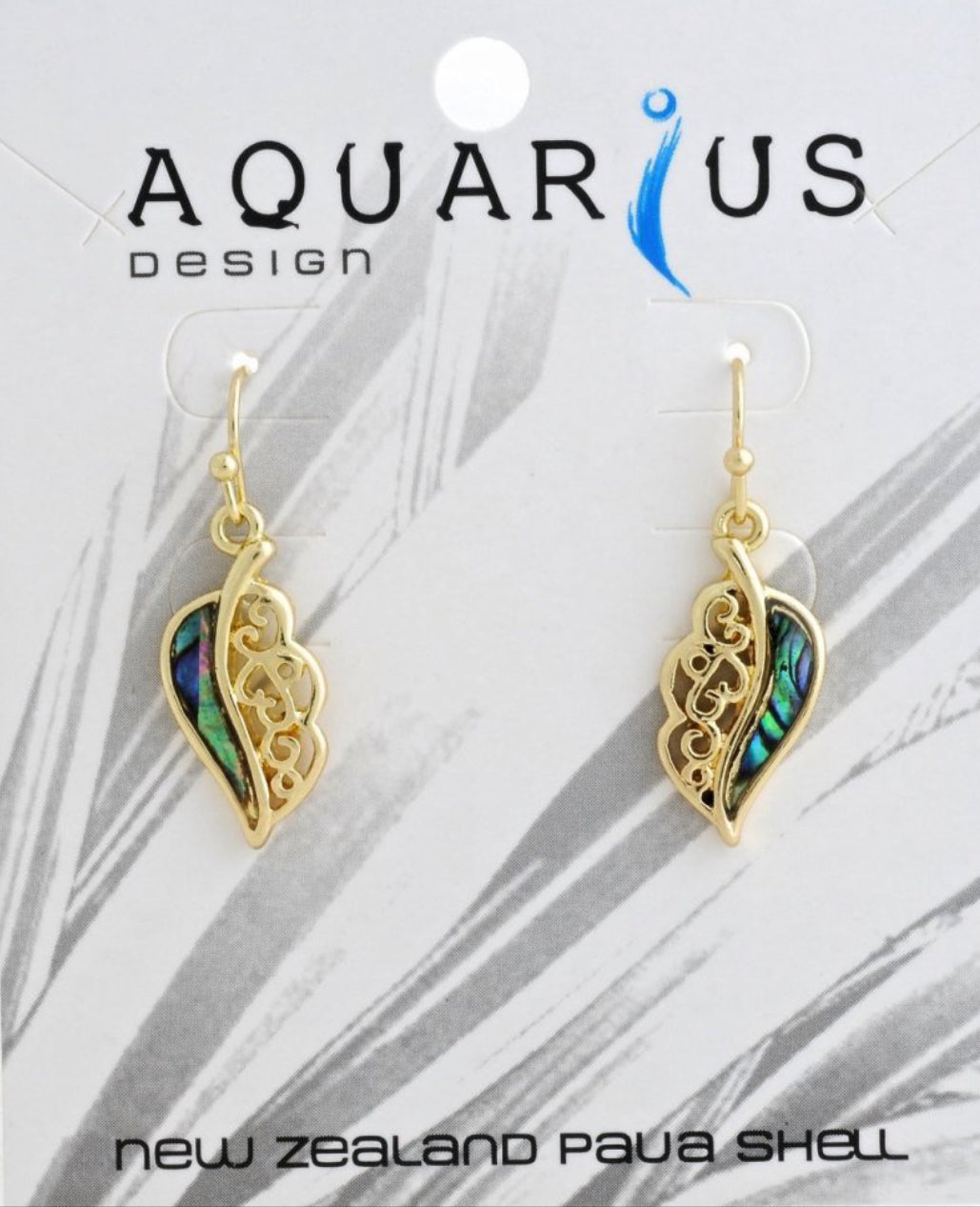 Paua Leaf Earrings With Intricate Design