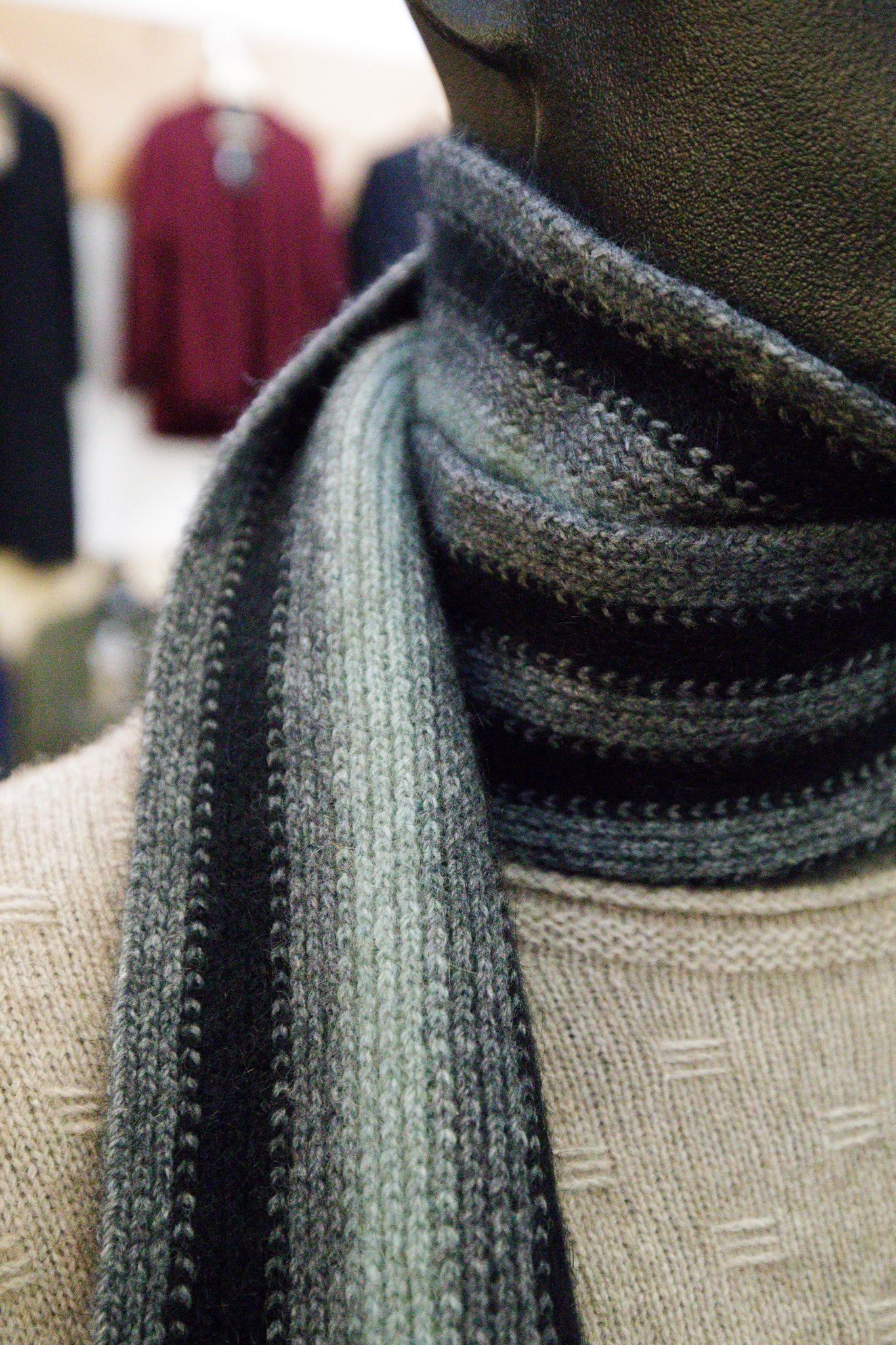Wide Offset Stripe Scarf