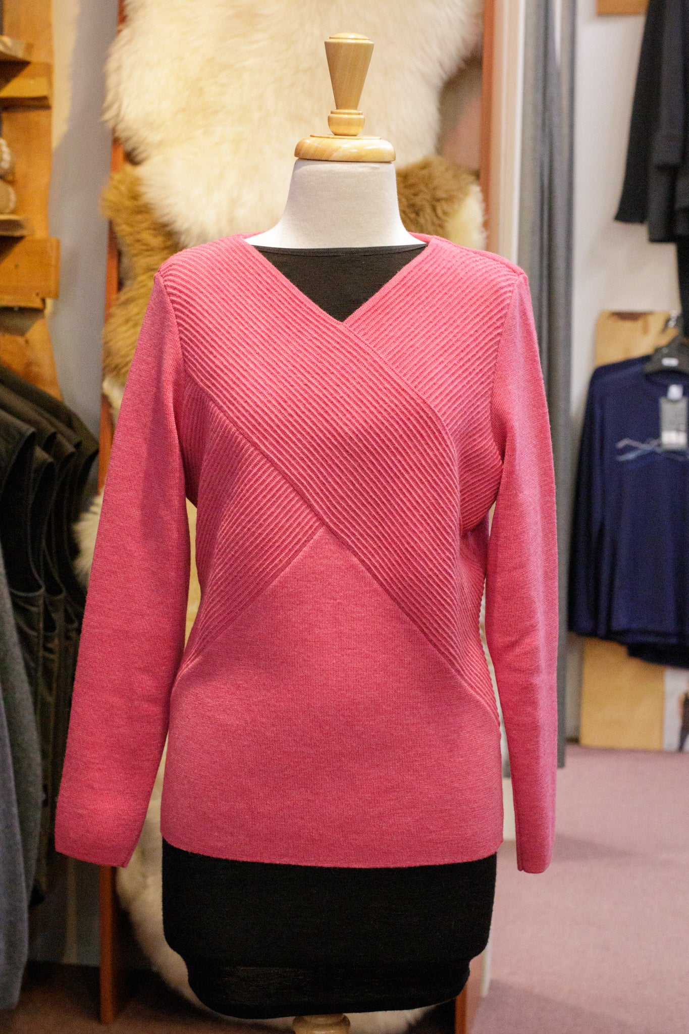 Rib Wrap V Neck Jumper