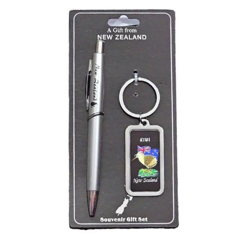 NZ Kiwi & Flag Pen & Keyring Set