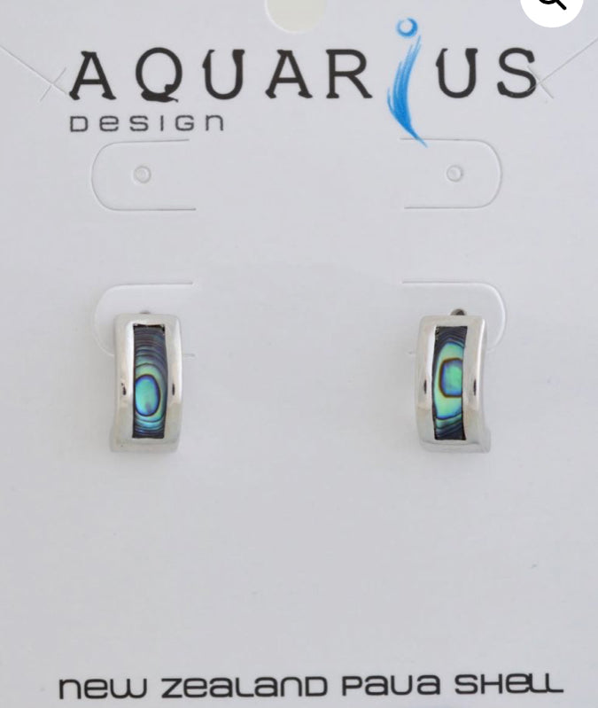 Half Hoop With Paua Slice Earrings