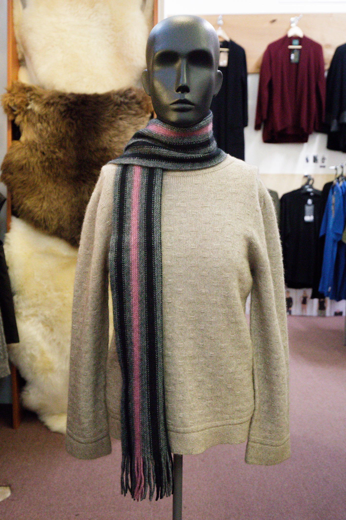 Wide Offset Stripe Scarf
