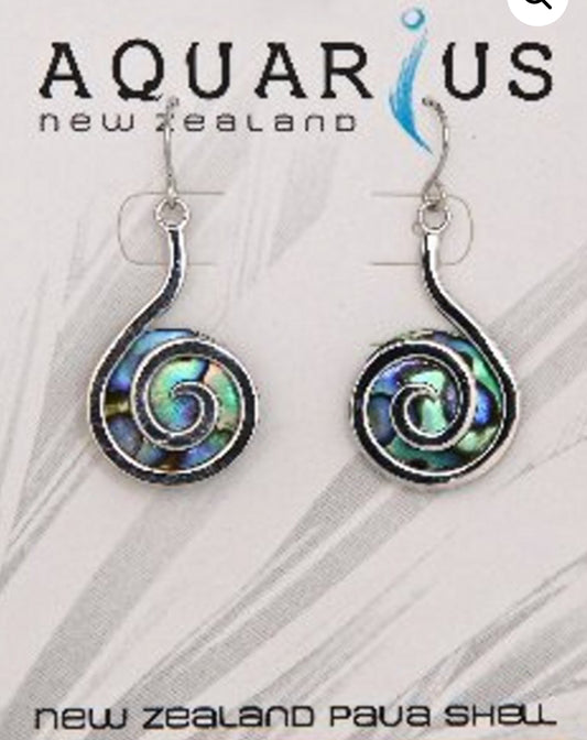 Paua Backed Koru Earrings