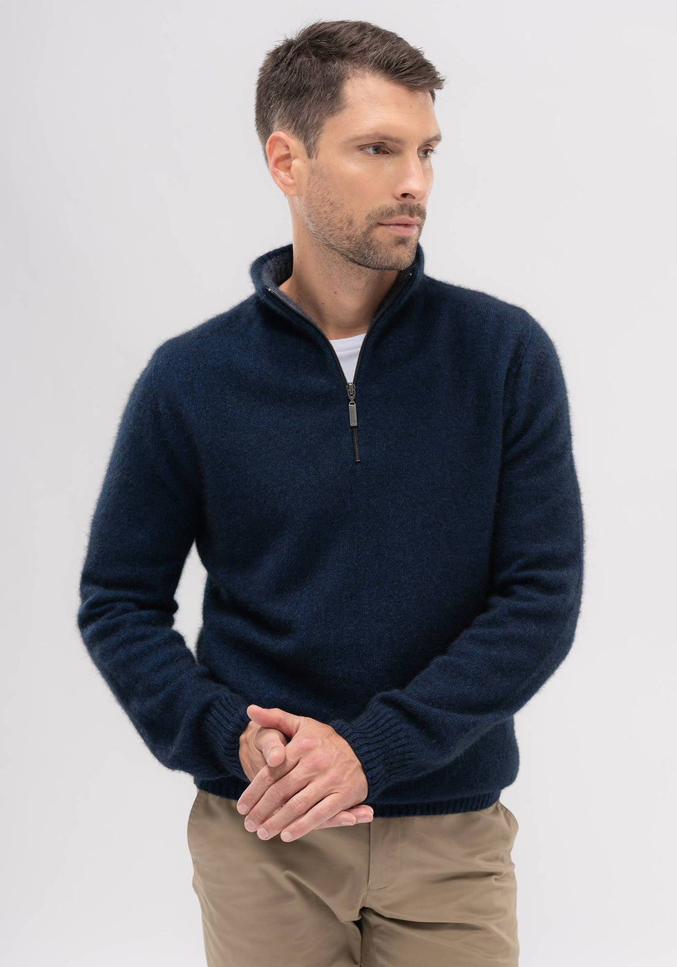 Contrast Half Zip Sweater