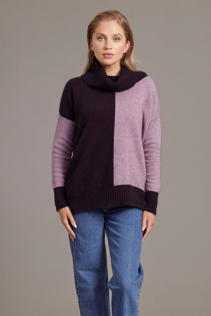 Two Tone Funnel Neck Jumper