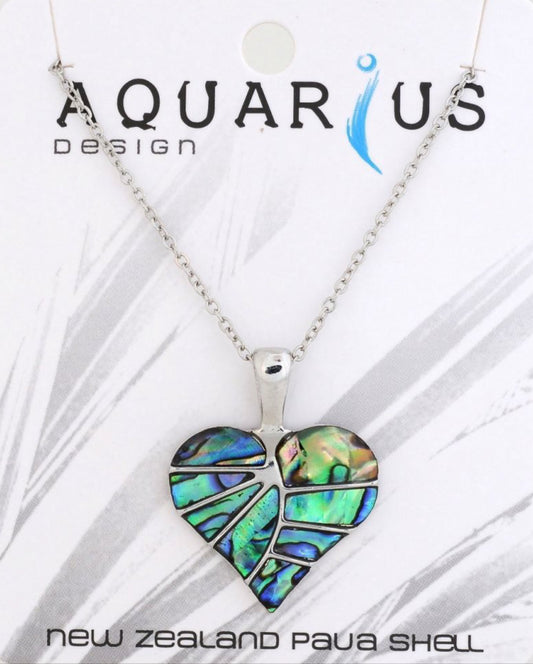 Paua No-Edge Heart Leaf Pendant