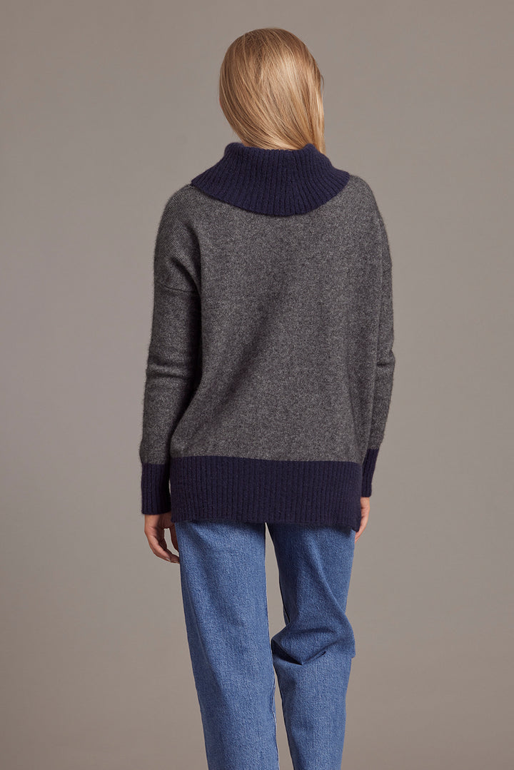 Two Tone Funnel Neck Jumper