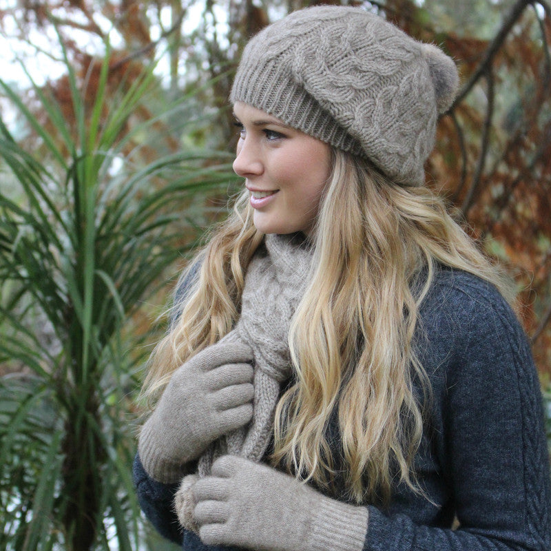 Relaxed Cable Beanie With Pompom