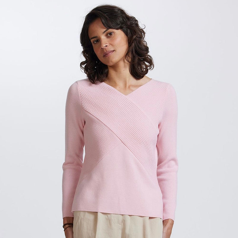 Rib Wrap V Neck Jumper