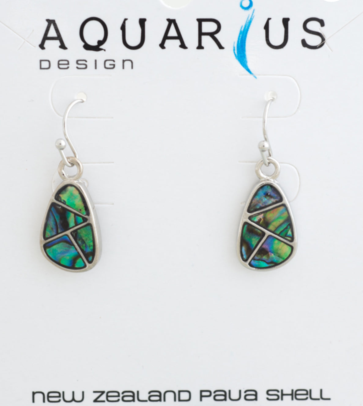 Paua Sectioned Teardrop Hook Earrings