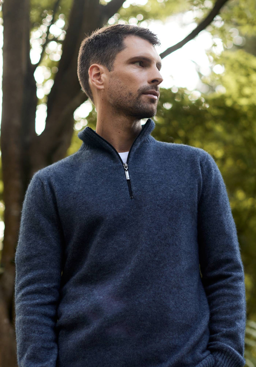 Contrast Half Zip Sweater