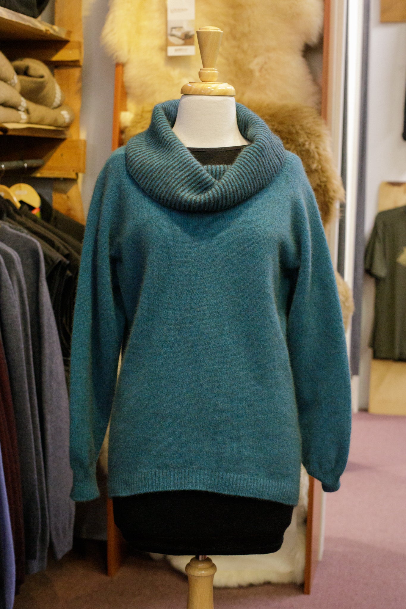 Curved Hem Cowl Neck Jumper
