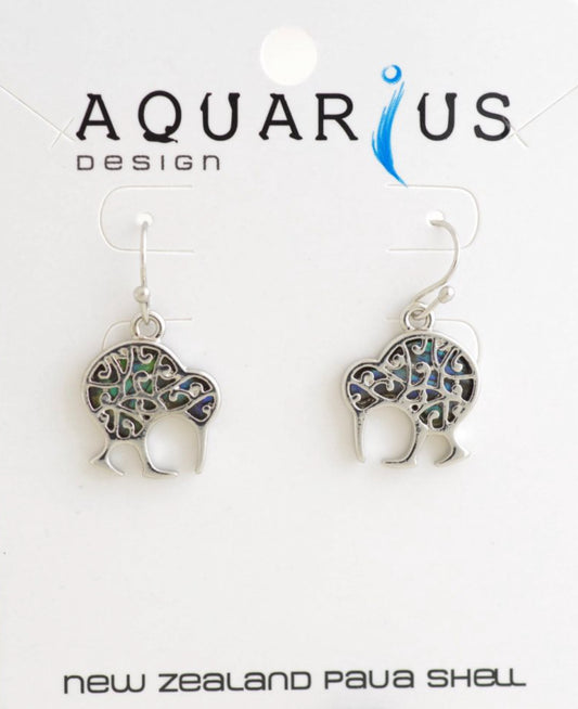 Paua Filgree Kiwi Earrings