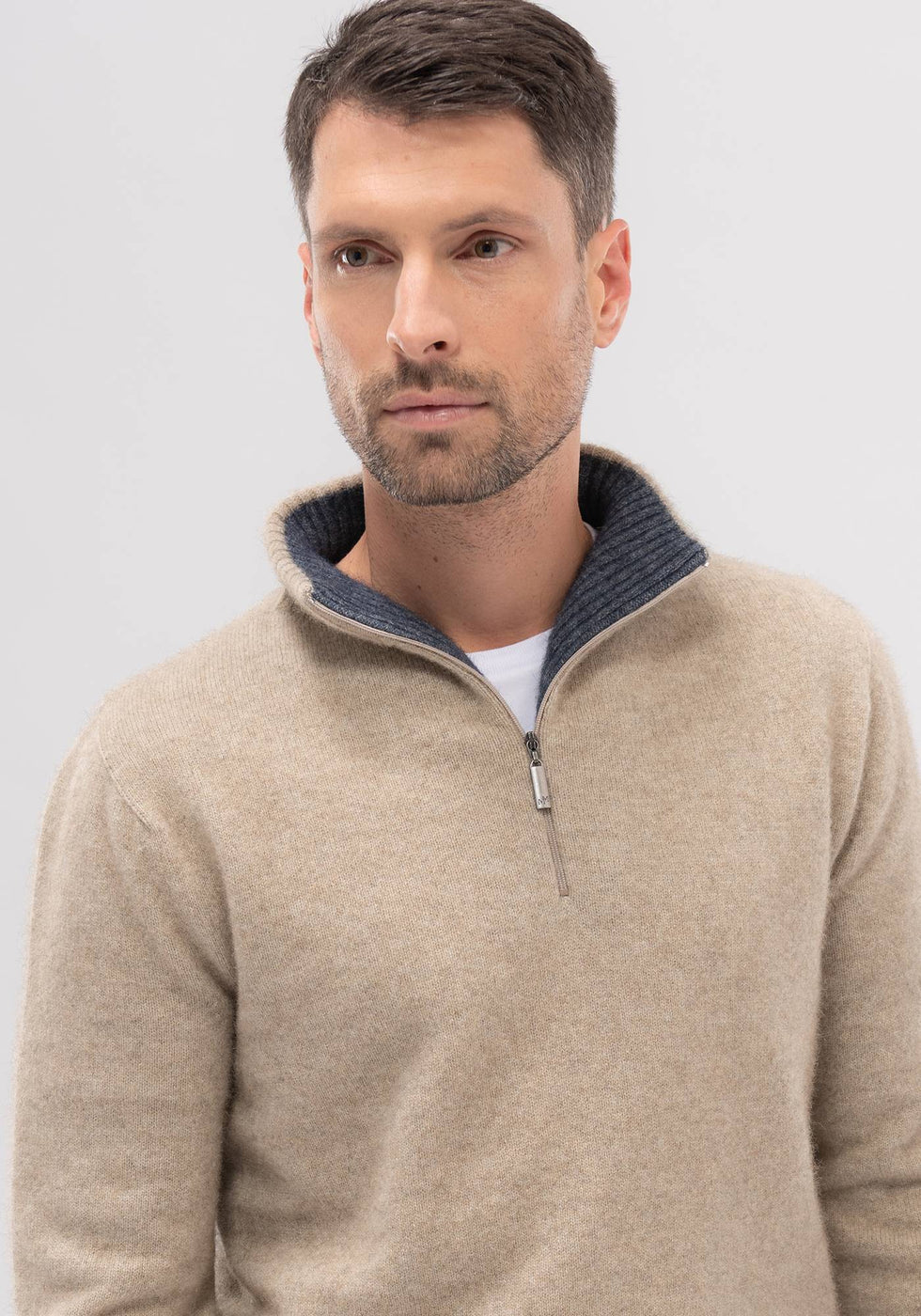 Contrast Half Zip Sweater