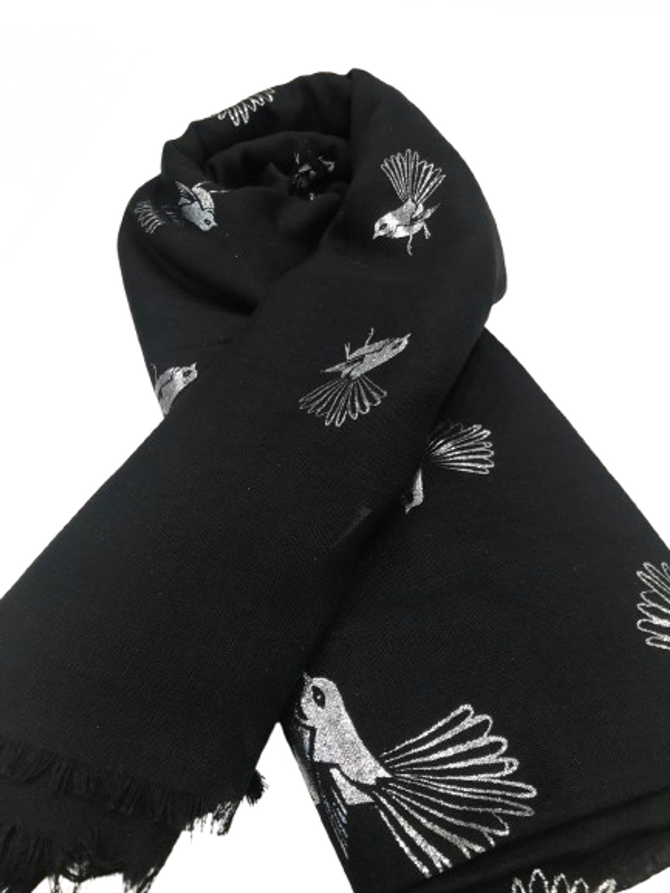 Black Fantail Foil Scarf