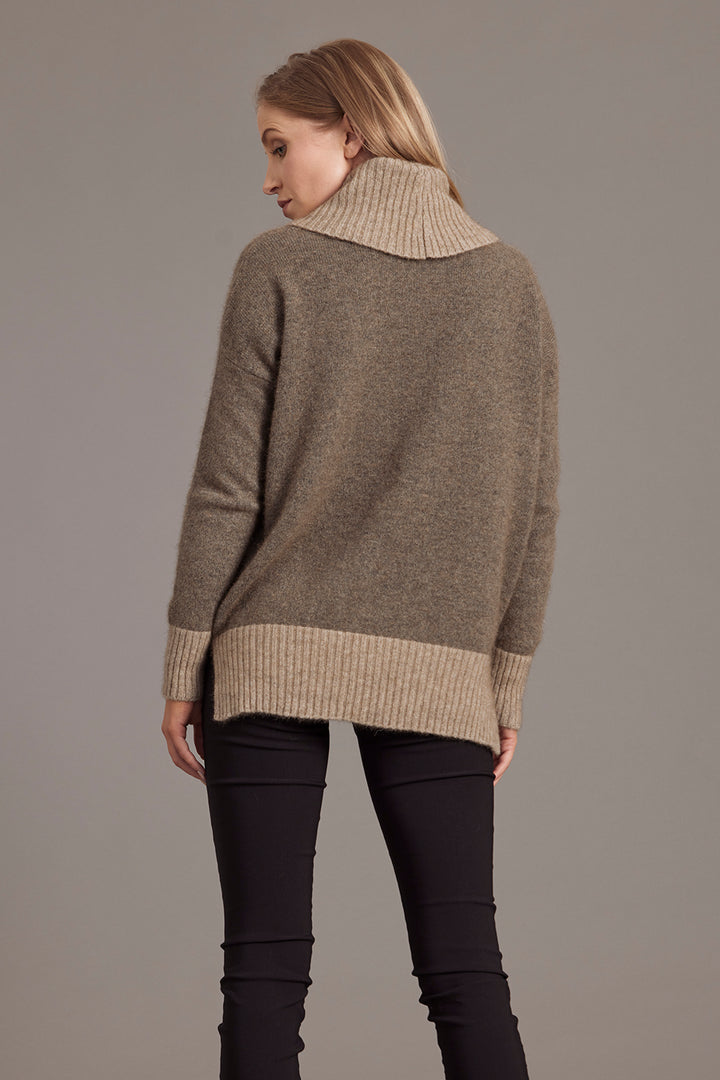 Two Tone Funnel Neck Jumper