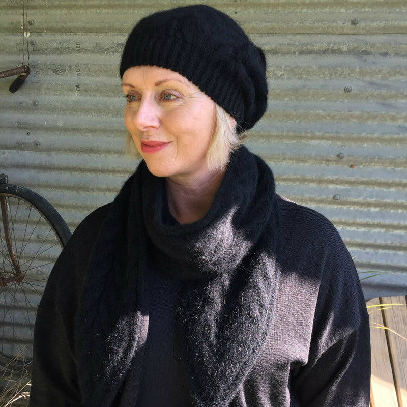 Relaxed Cable Beanie With Pompom