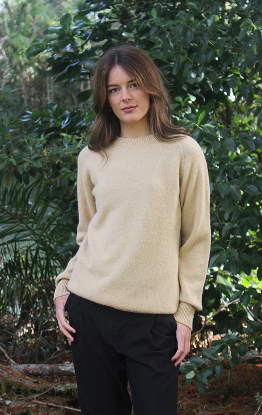 Alpaca Plain Crew Neck Jumper