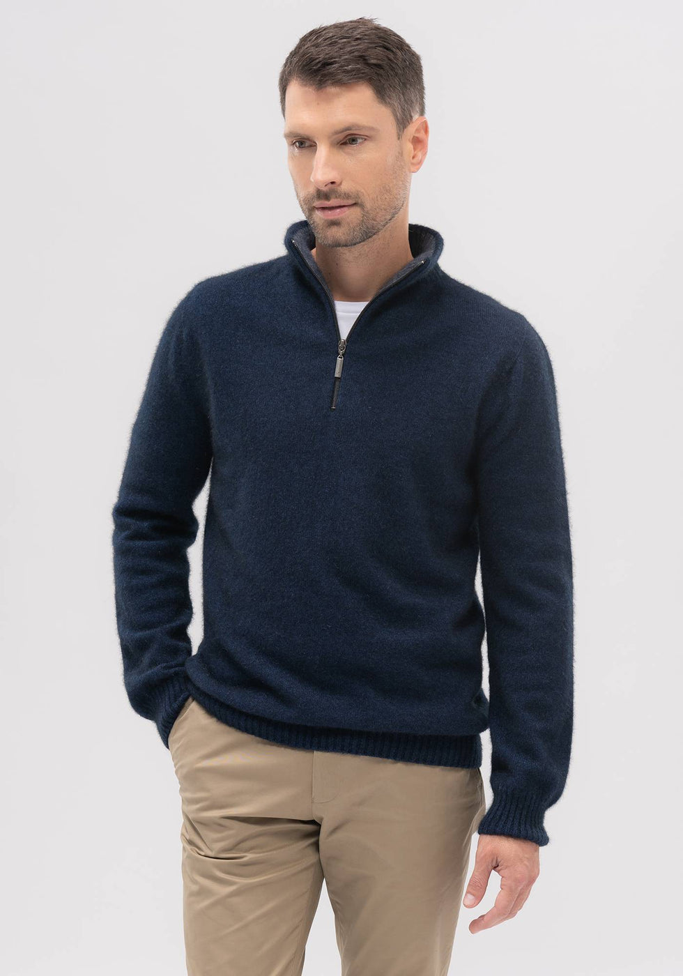 Contrast Half Zip Sweater