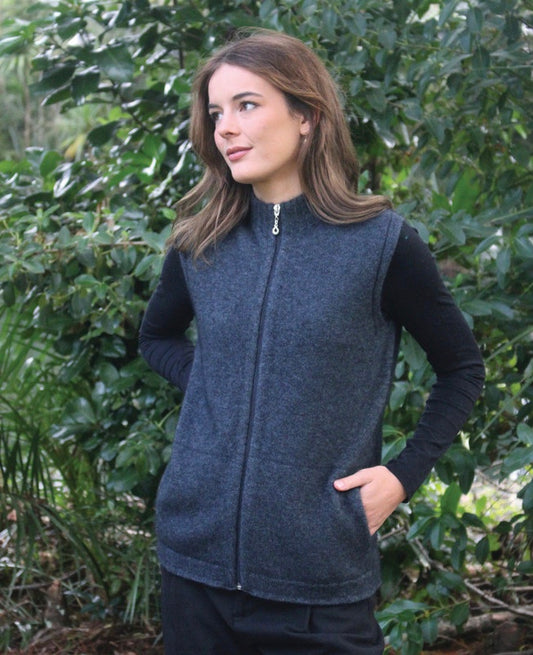 Plain Zip Vest With Pockets