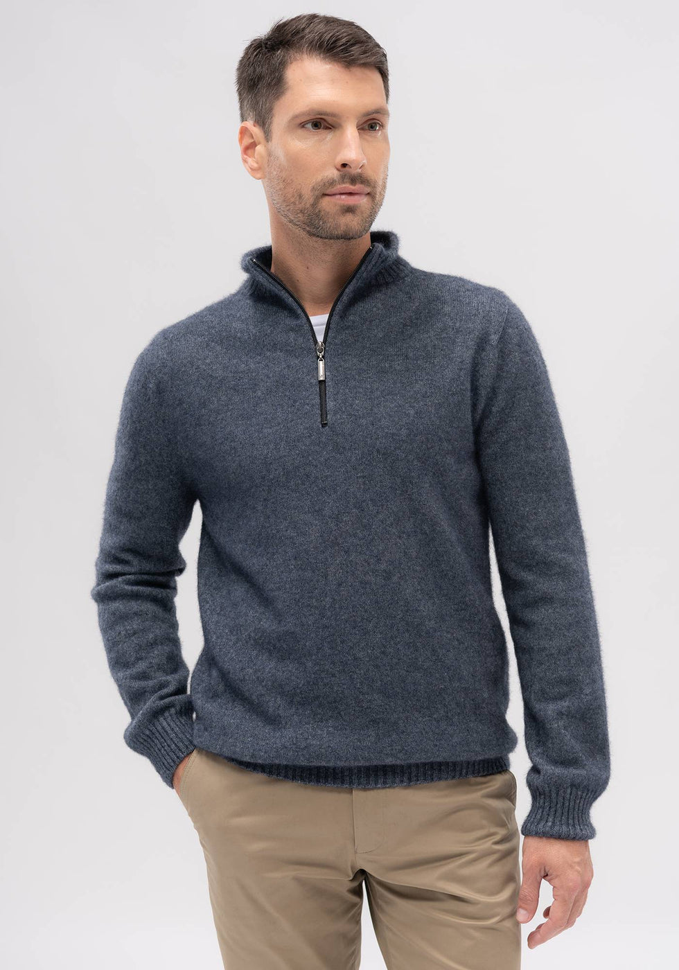 Contrast Half Zip Sweater