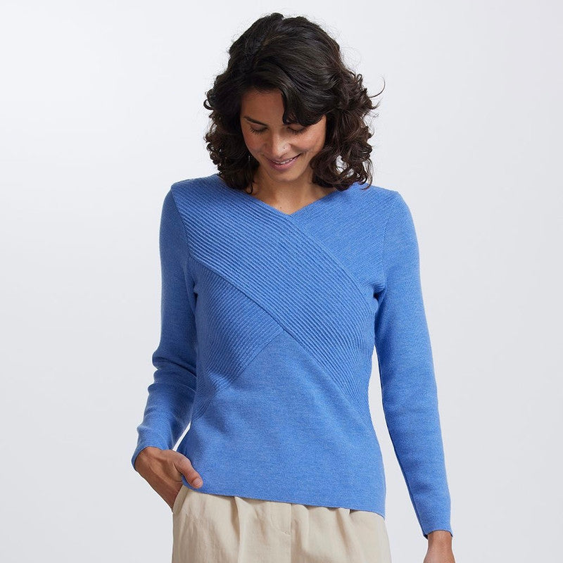 Rib Wrap V Neck Jumper