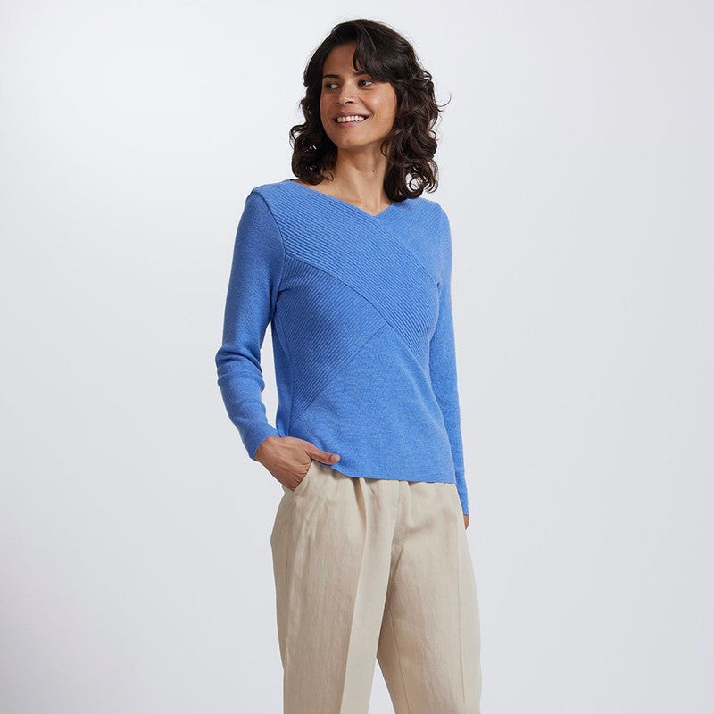 Rib Wrap V Neck Jumper