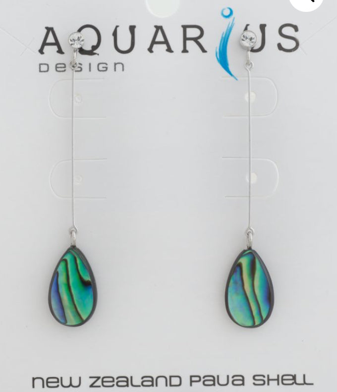 Paua Dangling Teardrop With Crystal Earrings
