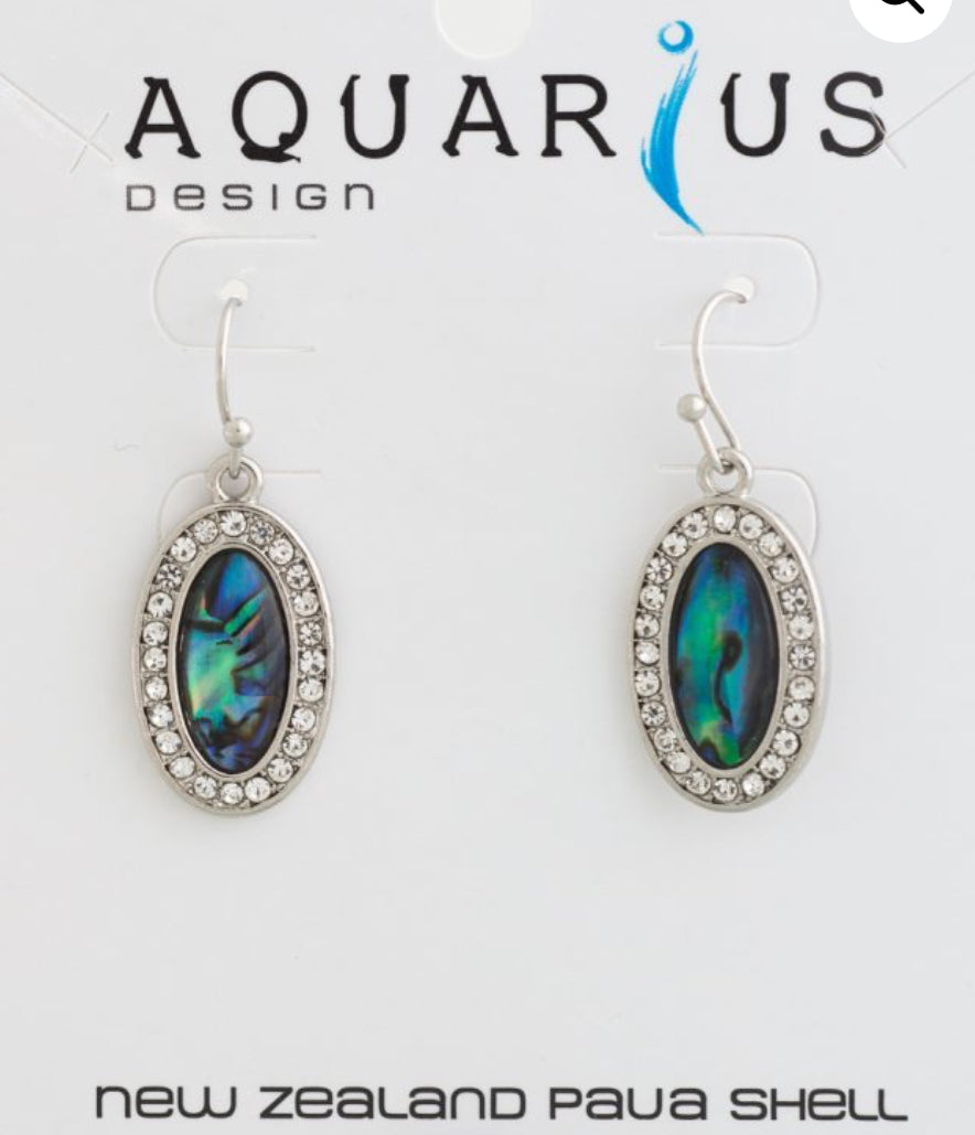 Paua Crystal Oval Earrings
