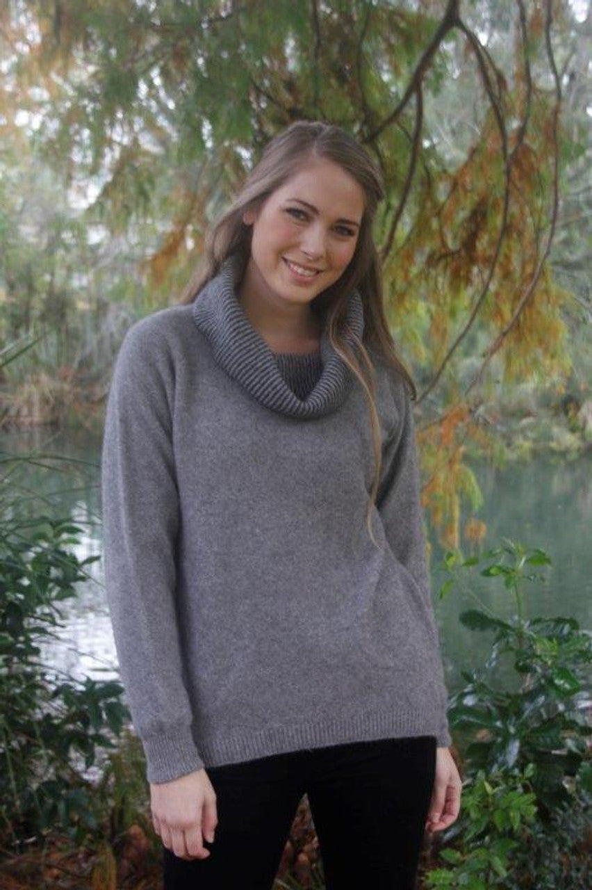 Curved Hem Cowl Neck Jumper