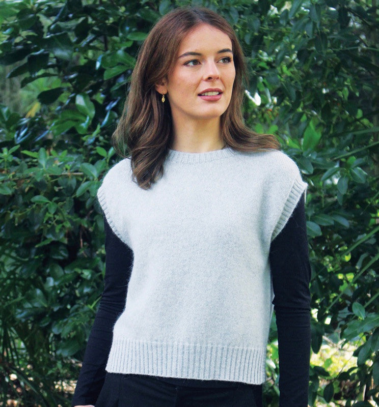 Alpaca Plain Crew Neck Vest