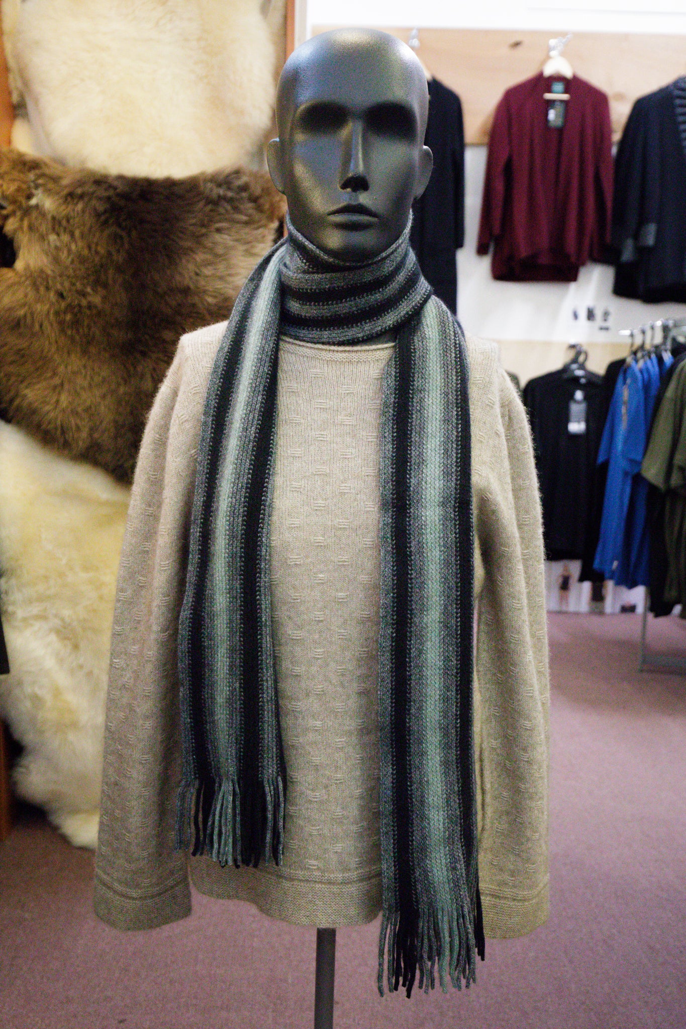Wide Offset Stripe Scarf
