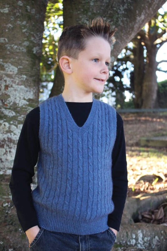Cosy Kiwi Boy's Cable Knit Vest