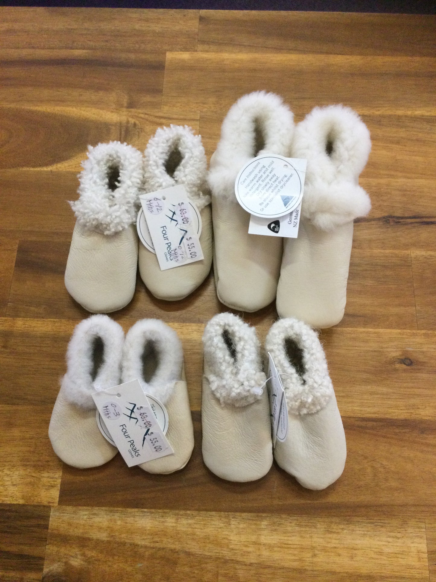 Kids Lambskin Booties in White Leather