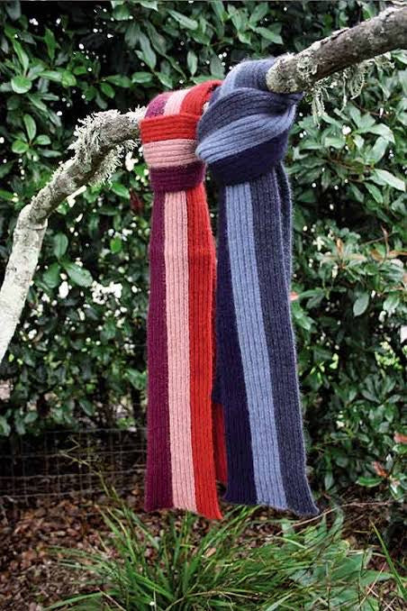 Cosy Kiwi Striped Rib Scarf
