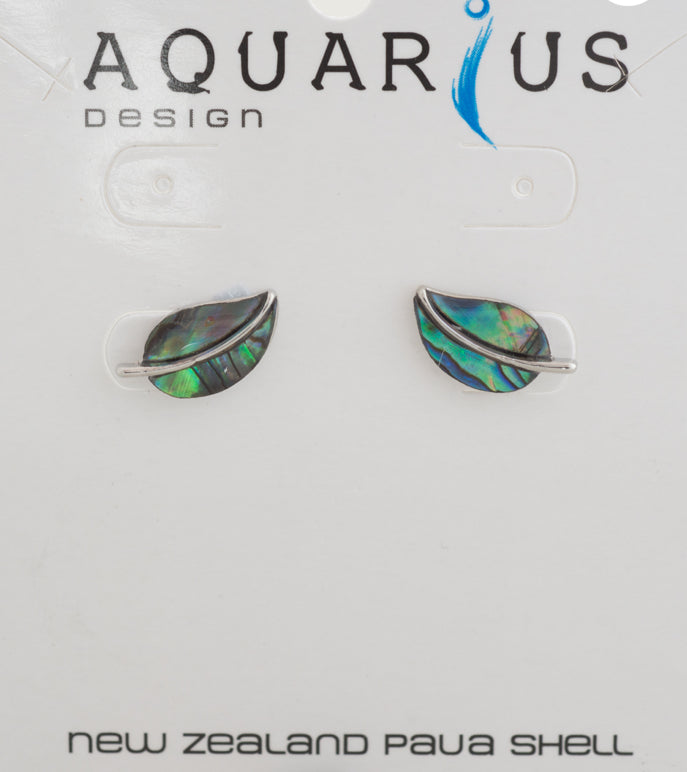 Paua Leaf Stud Earrings
