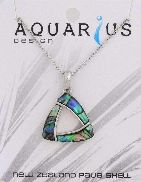 Paua Triangle Pendant on Chain 18
