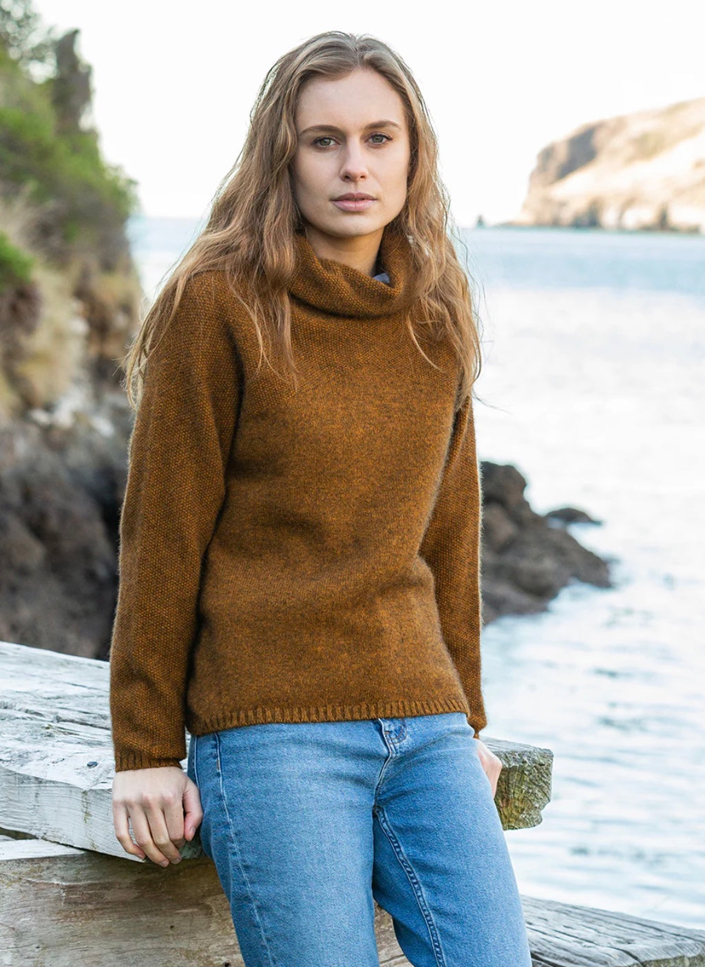 Moss Stitch Cowl Jumper